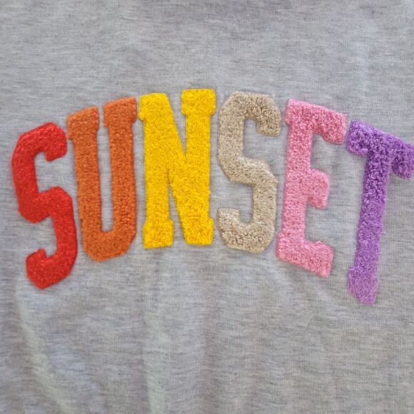 Womans 'SUNSET' Sweatshirt Gray SZ S Embellished Pullover - Picture 2 of 10